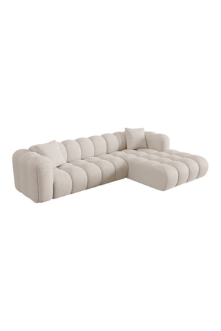 Canapé d'angle droit modulaire Clotilde - Beige - 4 places - En tissu chenille