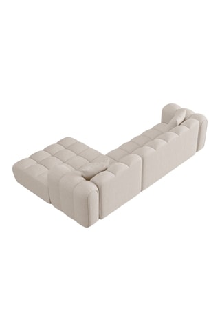 Canapé d'angle droit modulaire Clotilde - Beige - 4 places - En tissu chenille