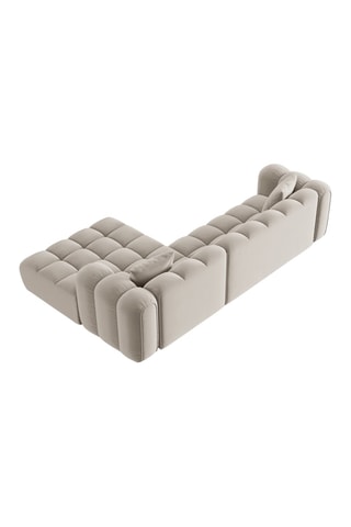 Canapé d'angle droit Clotilde - Beige clair - 4 places - Revêtement en velours