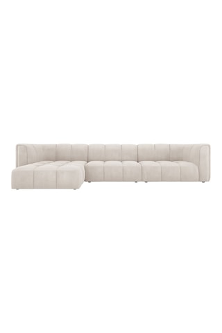 Canapé d’angle gauche modulaire Adams - Beige - 5 places - En tissu chenille