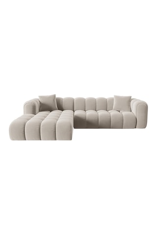 Canapé d'angle gauche Clotilde - Beige clair - 4 places - Revêtement en velours