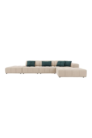 Canapé d'angle droit Luc - Beige - 5 places - Toucher velours