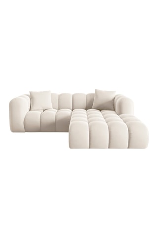 Canapé d’angle droit modulaire Halley - Beige - 3 places - En tissu velours