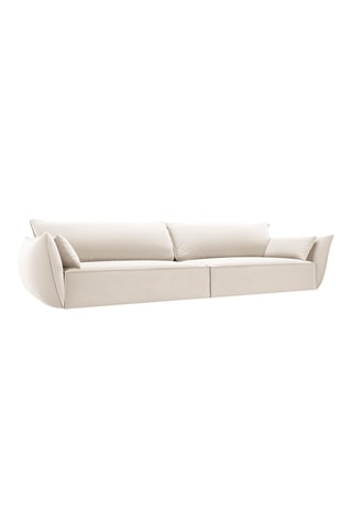Canapé Vanda - Beige - 4 places - En tissu velours