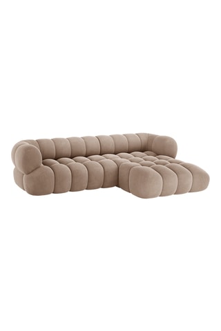 Canapé d'angle droit - Beige foncé - 3 places - En tissu velours