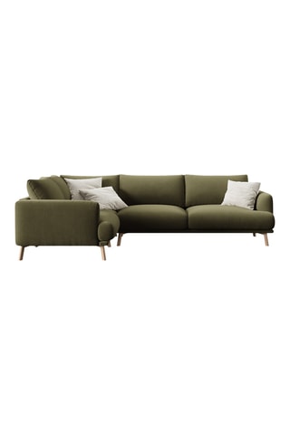 Canapé d'angle gauche Margot - Vert olive - 5 places - En tissu velours