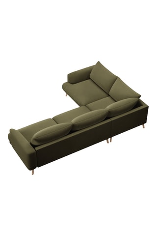 Canapé d'angle gauche Margot - Vert olive - 5 places - En tissu velours