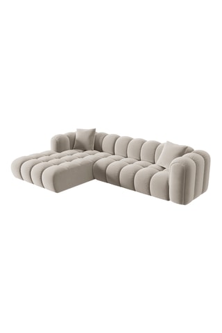 Canapé d'angle gauche Astro - Ecru - 4 places - En tissu velours