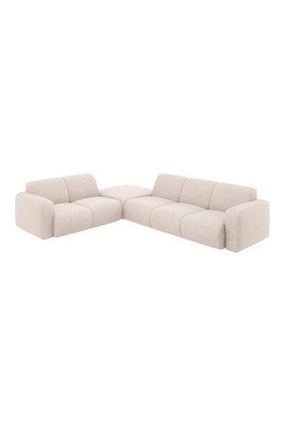 Canapé d'angle gauche Lola - Beige - 6 places - Revêtement en polyester