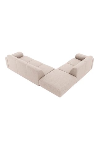 Canapé d'angle gauche Lola - Beige - 6 places - Revêtement en polyester