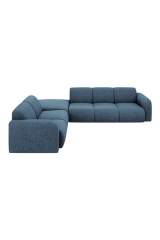 Canapé d'angle gauche Lola - Bleu foncé - 6 places - En tissu chenille