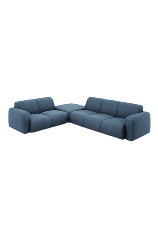 Canapé d'angle gauche Lola - Bleu foncé - 6 places - En tissu chenille