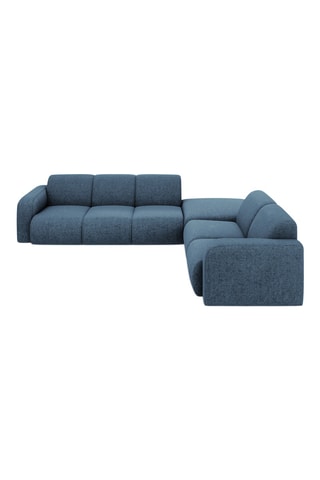 Canapé d'angle droit Lola - Bleu - 6 places - En tissu chenille