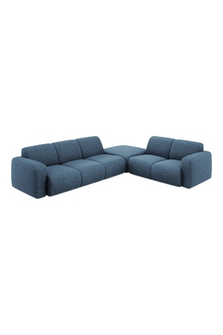 Canapé d'angle droit Lola - Bleu - 6 places - En tissu chenille