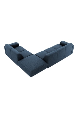 Canapé d'angle droit Lola - Bleu - 6 places - En tissu chenille