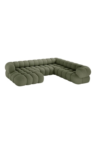 Canapé d'angle droit panoramique Maurice - Vert olive - 5 places - En tissu chenille