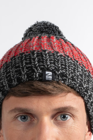 Muts met Pompon Jedey - Zwart en Rood