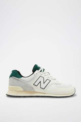 Baskets en cuir - Ecru et vert foncé - New Balance