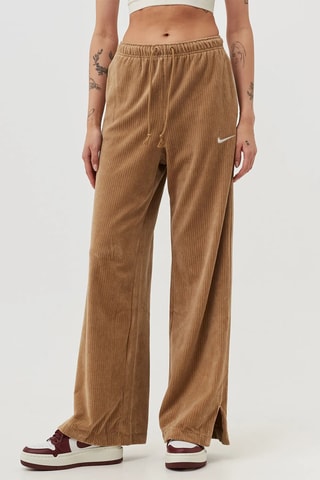 Pantaloni wide legs a vita alta in velluto - Verde - Nike