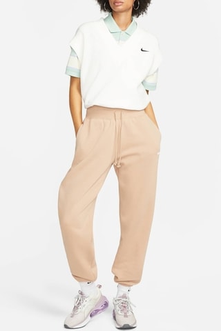 Pantaloni wide legs in pile a vita alta - Marrone - Nike