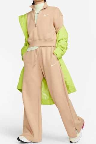 Pantaloni wide legs in pile a vita alta - Marrone - Nike