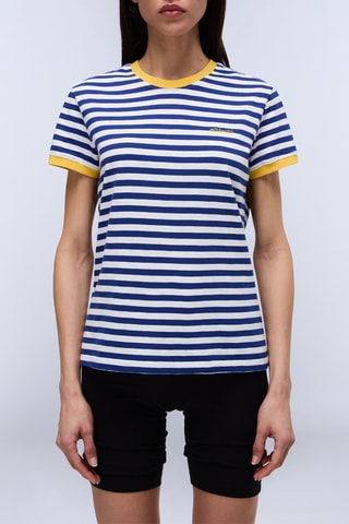 T-shirt S Baie - Marineblauw en Wit