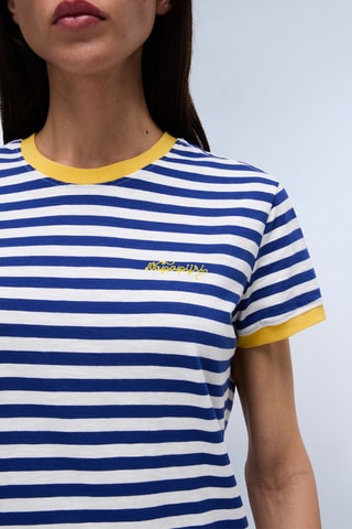 T-shirt S Baie - Marineblauw en Wit