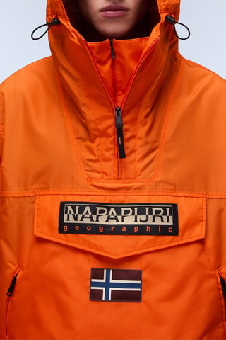 Sweat à capuche Rainforest - Orange fluo et noir - Napapijri
