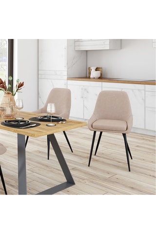 Sedie Ornella in tessuto taupe e piedi in metallo nero - set x 2