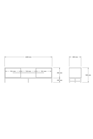 Meuble TV 2 abattants - 160 x 40 x 50 cm