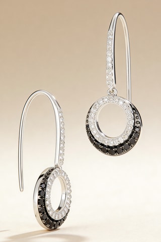 Boucles d'oreilles Pricillia - Or blanc, diamants et diamants noir
