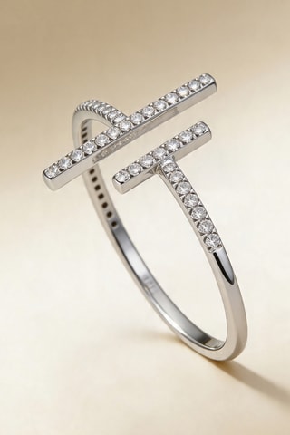 Bague Parallèle asymétrique  Or blanc et diamants