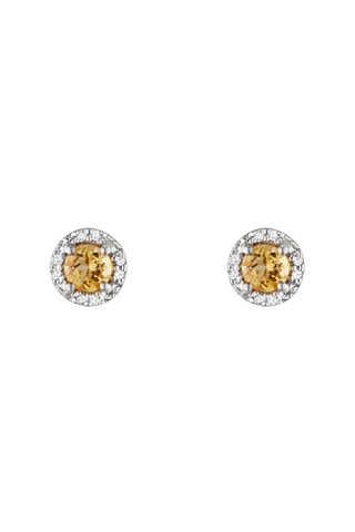 Puces Popi -  Or jaune, diamants et citrines