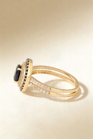 Anel Firenzi Nouvelle - Ouro amarelo, diamantes e safiras