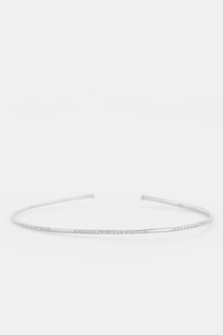 Jonc Divided Line Bangle - Or blanc et diamants
