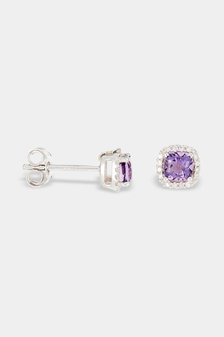 Puces Popi Coussin - Or blanc, diamants et améthystes