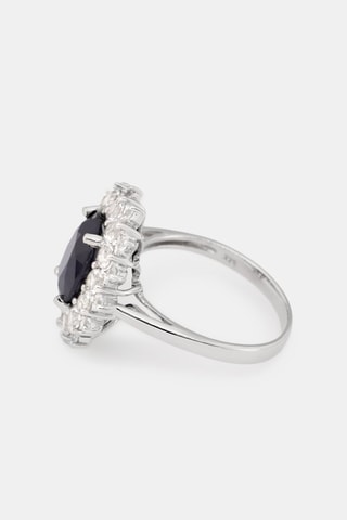 Bague Soleil Bleu - Or blanc, topazes et saphir