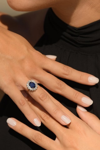 Bague Soleil Bleu - Or jaune, topazes et saphir