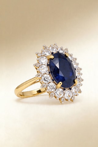 Bague Soleil Bleu - Or jaune, topazes et saphir