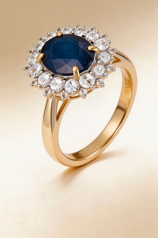 Bague Soleil Bleu - Or jaune, topazes et saphir
