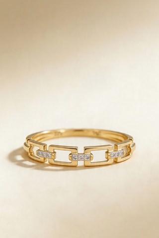 Bague Maillage - Or jaune et diamants