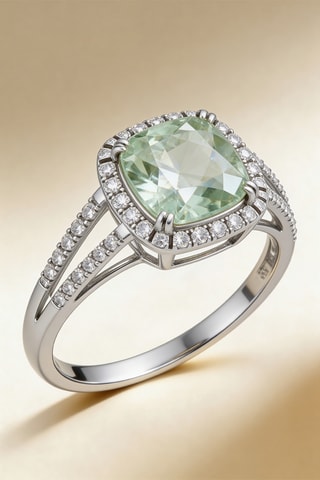 Bague Divine Améthyste Verte - Or blanc, diamants et améthyste