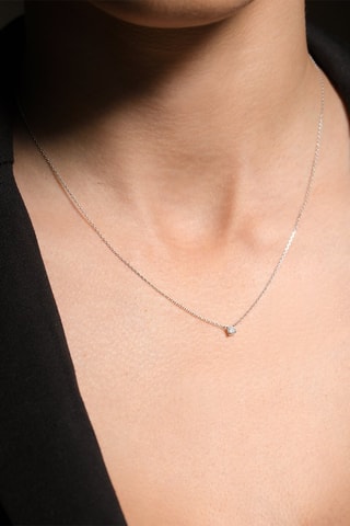 Collier Solitaire - Or blanc et diamant