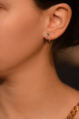 Créoles Belle émeraude - Or blanc et diamants