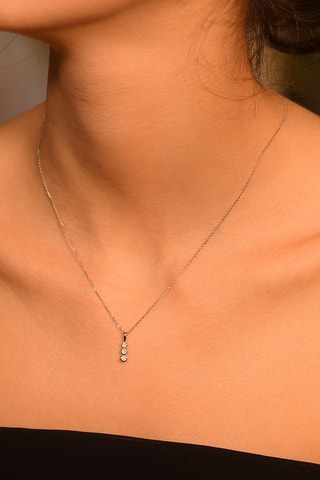 Pendentif Mini trilogy - Or blanc et diamants