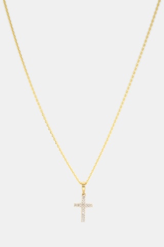Pendentif Croix du bonheur - Or jaune et diamants