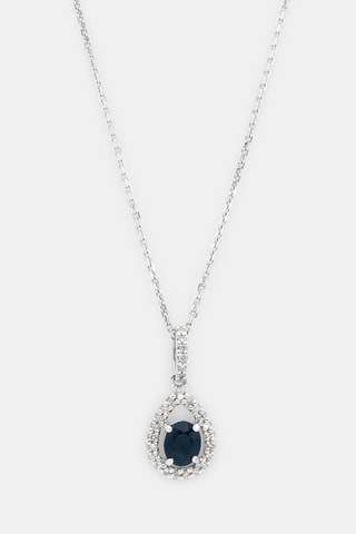 Pendentif Larme bleu nuit - Or blanc, diamants et saphir