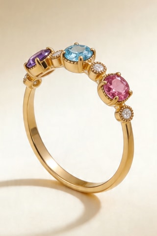 Bague Astral - Or jaune, diamants, améthyste, topaze et tourmaline