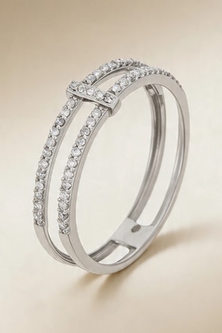 Anel Sparkling bridge - Ouro branco e diamantes