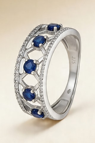 Bague Lady Blue - Or blanc, diamants et saphirs